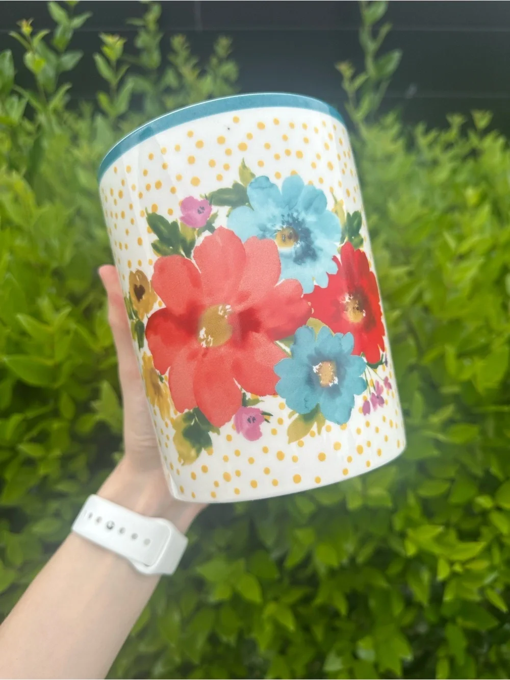 Pioneer Woman Ceramic Utensil Tool Holder Breezy Blossom Floral Pattern